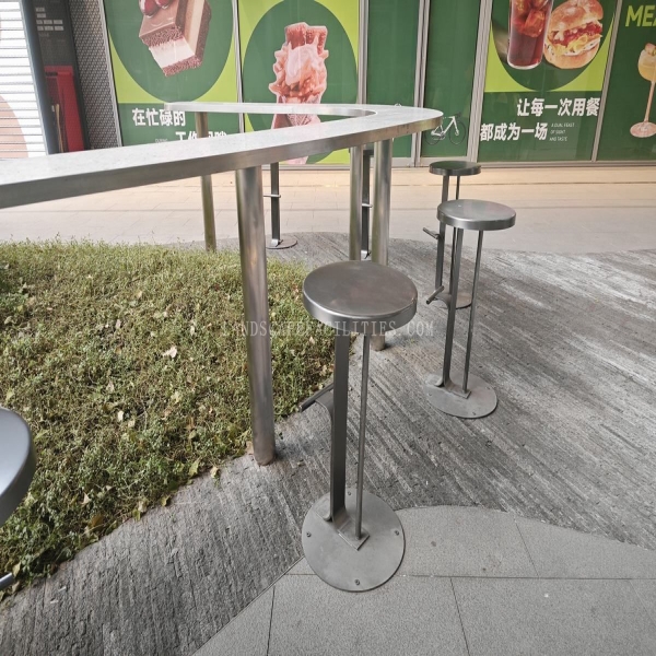 A small stainless steel and terrazzo material customized outdoor bar counter