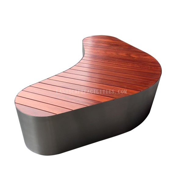 Park Recycled Plastic Seating Garden Patio WPC Bench Chair Metal Outdoor Furniture