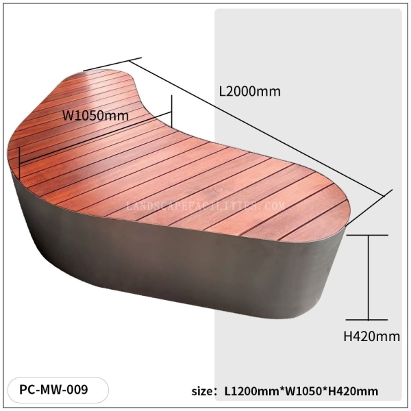 Park Recycled Plastic Seating Garden Patio WPC Bench Chair Metal Outdoor Furniture