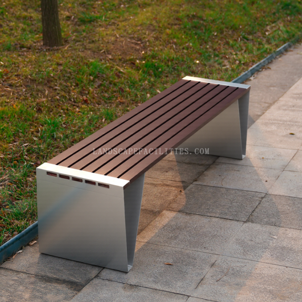 Factory Without Backrest High Quality Patio Modern Outdoor Furniture Patio Garden Wood Metal Public Popular Bench