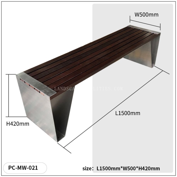 Factory Without Backrest High Quality Patio Modern Outdoor Furniture Patio Garden Wood Metal Public Popular Bench