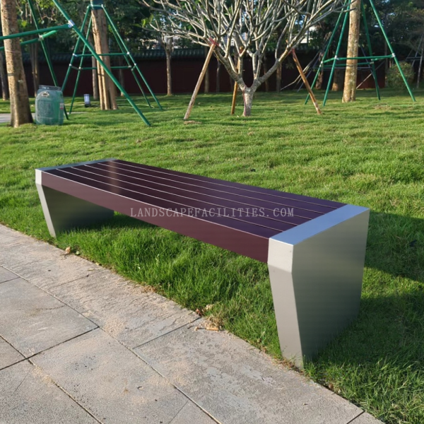 Factory Without Backrest Patio Garden Modern Park Benches Steel Patio Rest Chair Begonia Wood Seating Benches for Outdoor Use