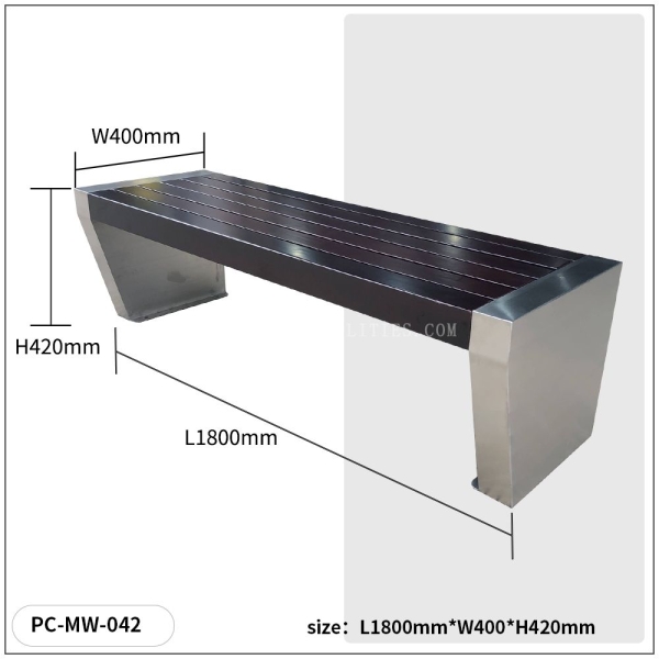 Factory Without Backrest Patio Garden Modern Park Benches Steel Patio Rest Chair Begonia Wood Seating Benches for Outdoor Use